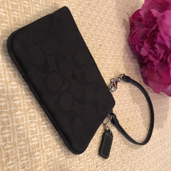 Coach Black Leather and Logo Print Fabric Wristlet bag with tag - Picture 4 of 16